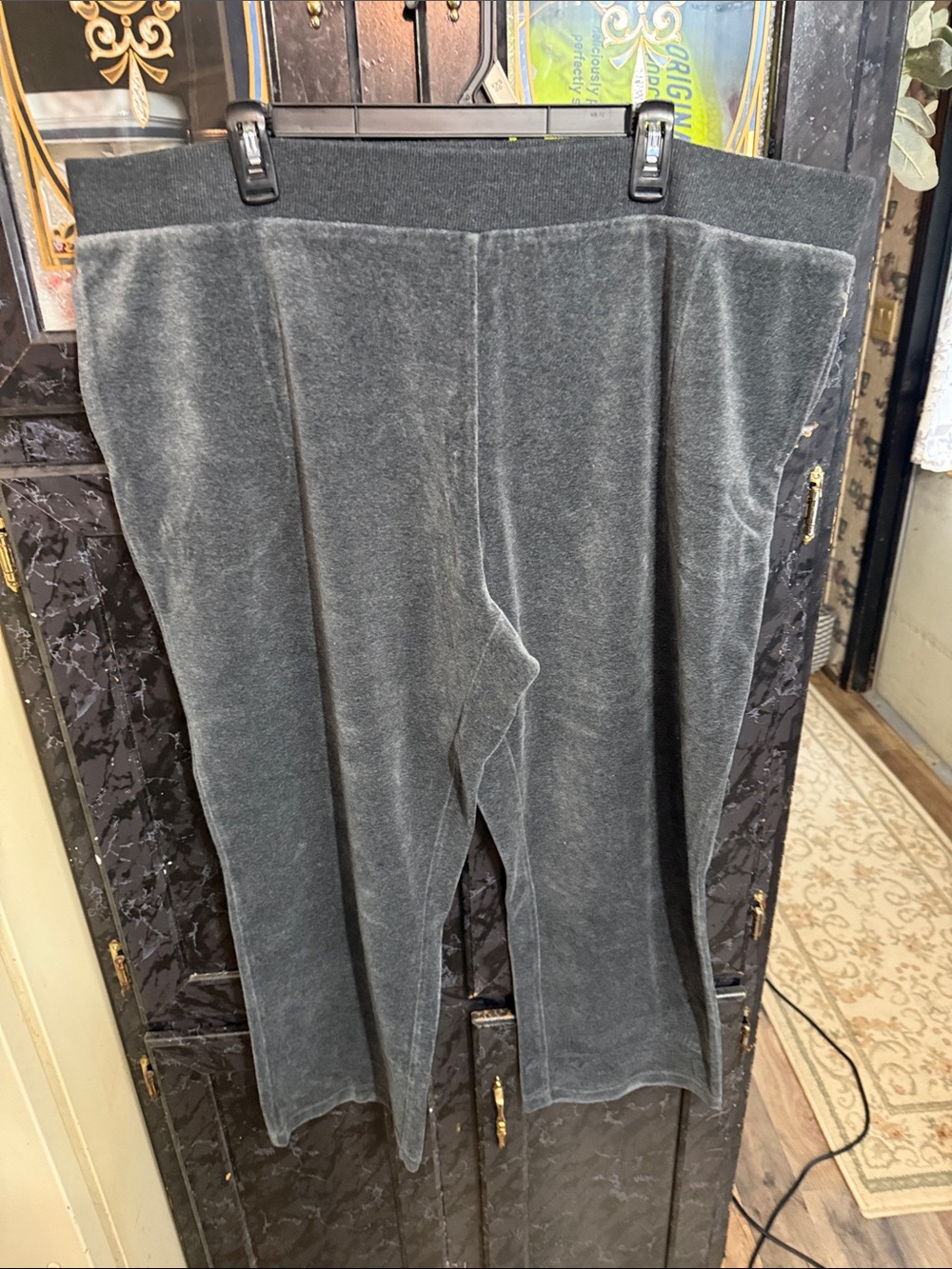 Susan Graver Gray Velvet Ankle Pants